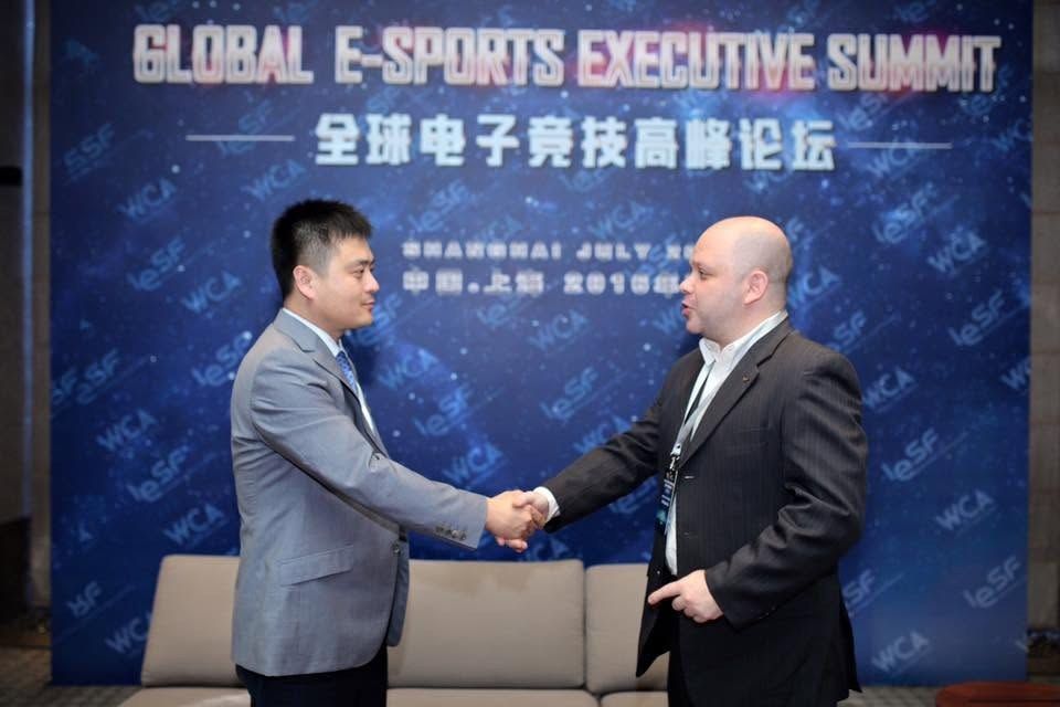Handshake at the Global E-Sports Executive Summit in Shanghai